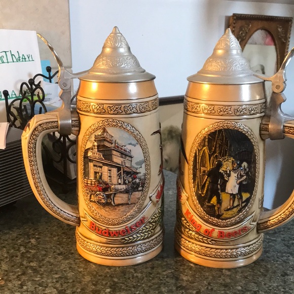 ANHEISER BUSCH  HAND CRAFTED Beer steins - stamped- great gift ! - Picture 1 of 4